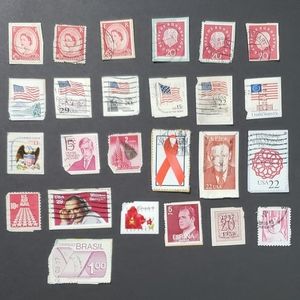 Lot of 25 Postage Stamps, Reds, Crafts!